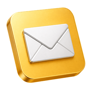Envelope 3D decorativo exibido na página de contato