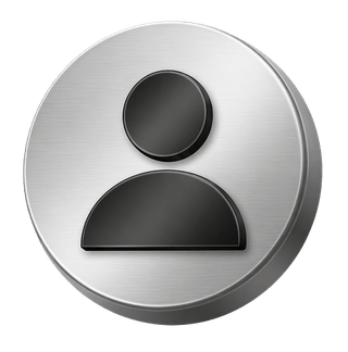 Elemento decorativo em formato de avatar de usuário tridimensional prateado exibido na página de FAQ